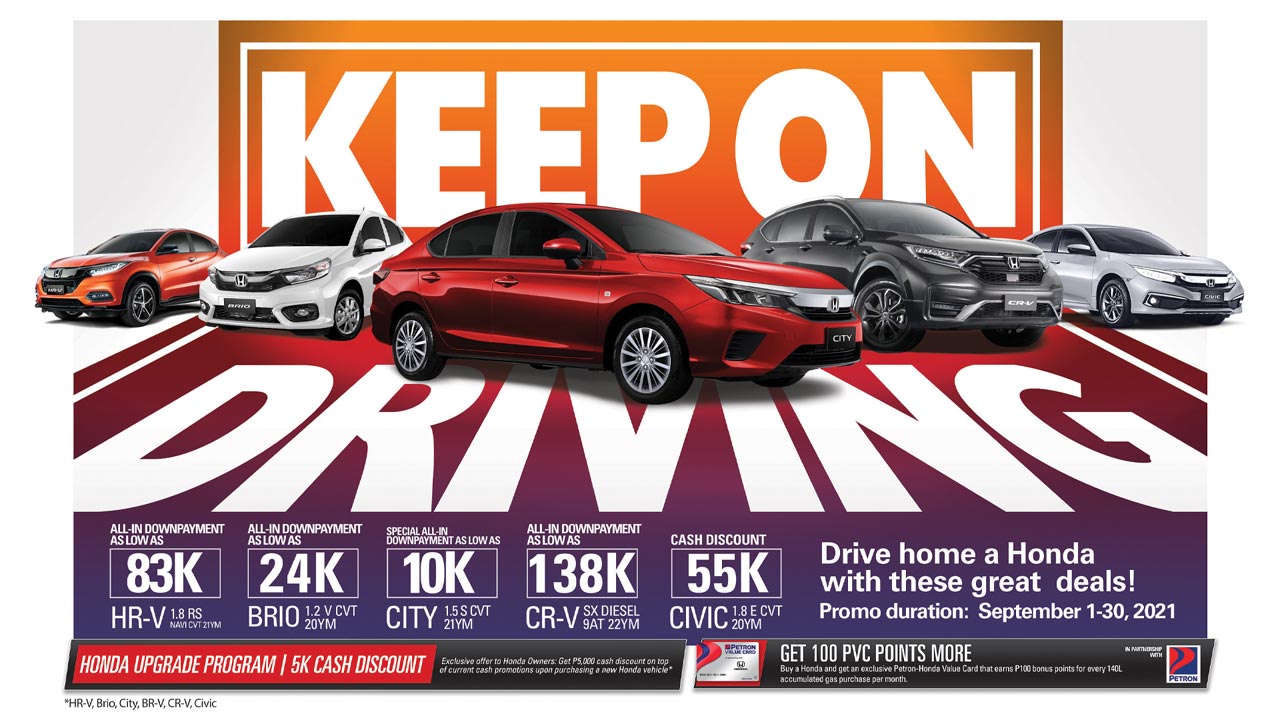 Honda extends “Keep on Driving” discounts and low downpayment promo into September