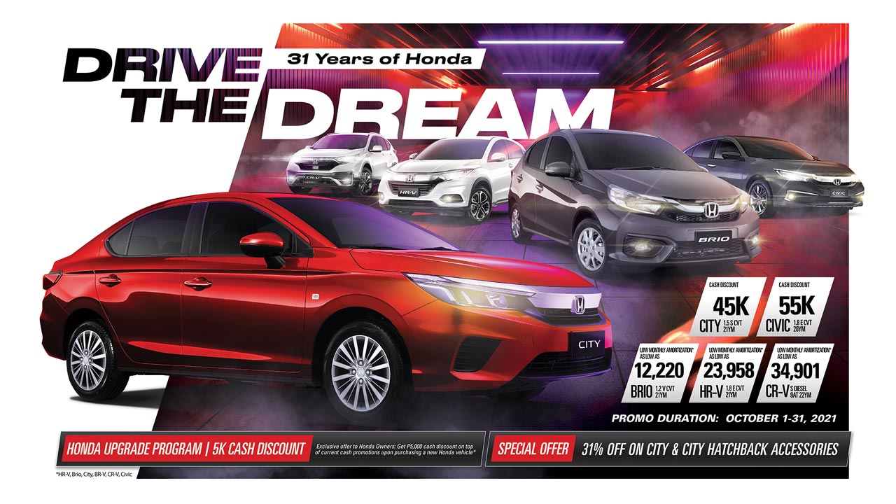 Honda celebrates 31 years here with “Drive the Dream” promo for October